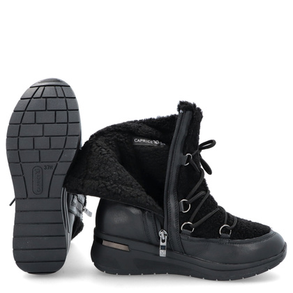 Śniegowce damskie z wiązaniem - CAPRICE 9-26222-43 CZARNE