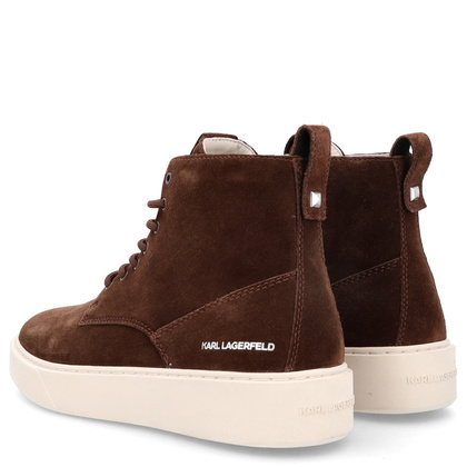 Trampki męskie za kostkę - KARL LAGERFELD FLINT KL53352A BRĄZOWE