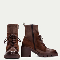 Sznurowane botki na obcasie  - HISPANITAS HI254281 CZEKOLADOWE