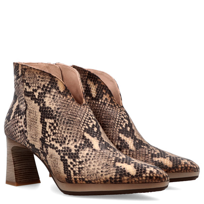 Eleganckie botki z wycięciem ze skóry wężowej - HISPANITAS HI254270 BEŻOWE