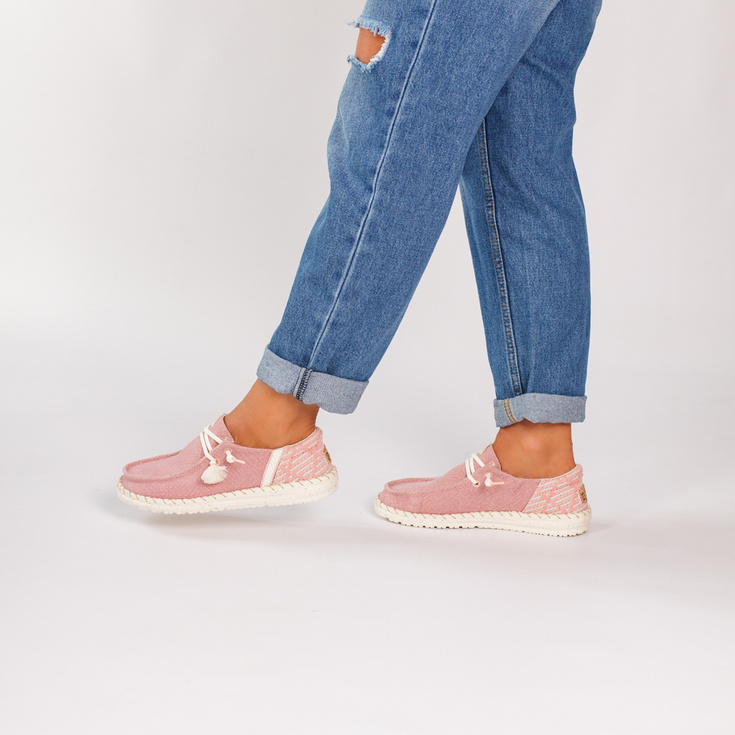 Lekkie półbuty damskie - HEY DUDE WENDY FUNK COASTAL JUTE 43182-680 RÓŻOWE