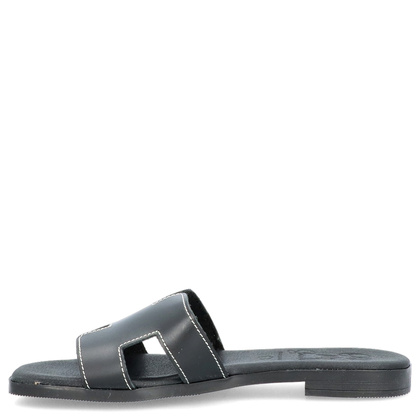 Wygodne klapki ze skóry - OH! MY SANDALS 5566 CZARNE