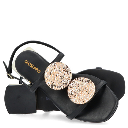 Skórzane sandałki z ozdobami - GIOSEPPO 72364 CZARNE