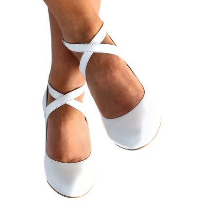 Pełne czółenka ślubne - KOTYL 7091 ECRU PERŁOWE