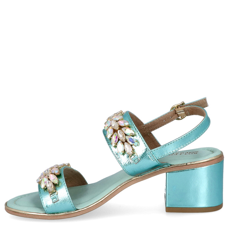 Eleganckie sandały ze skóry - BOTTEGA SMERALDA 3LN24C NIEBIESKIE