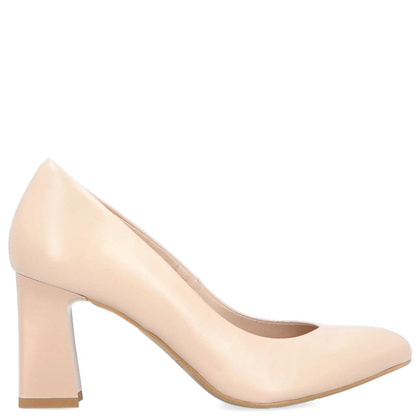 Klasyczne czółenka na słupku - KOTYL 1273 BEŻOWE