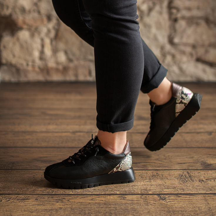 Hiszpańskie sneakersy premium - WONDERS A-2495 CZARNE