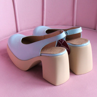 Wygodne czółenka na platformie  - WONDERS H-4990 BŁĘKITNE