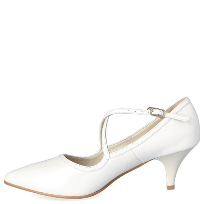 Pełne czółenka z paskami - TYMOTEO BARG PERŁOWO BIAŁE