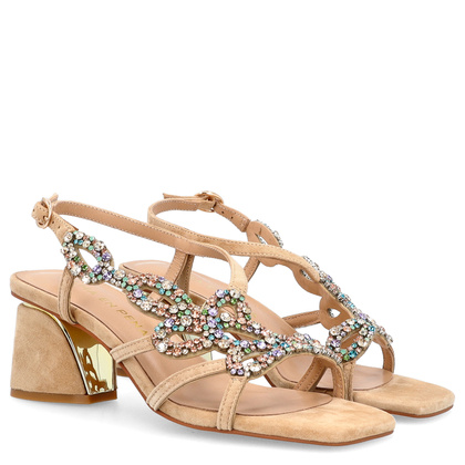 Hiszpańskie sandały na słupku - ALMA EN PENA V240715 BEŻOWE