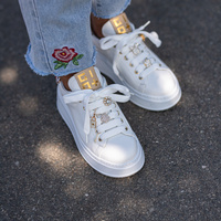 Sneakersy skórzane premium - GIO+ PIA354A BIAŁE PANTERKA