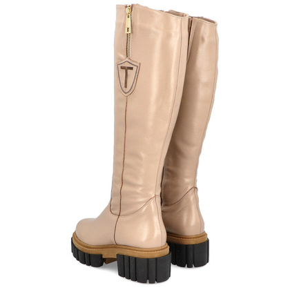 Modne skórzane kozaki - TYMOTEO M2011 BEŻOWE