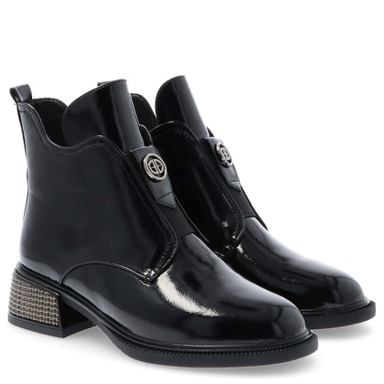 Eleganckie lakierowane botki - FILIPPO DBT6003/24 CZARNE