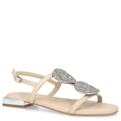 Skórzane sandałki z ozdobami - GIOSEPPO 72364 KREMOWE