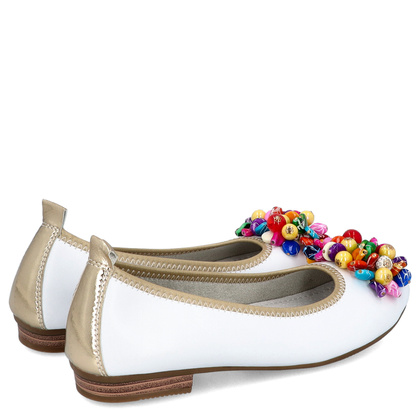 Skórzane baleriny z ozdobą - FILIPPO DP6159/25 BIAŁE