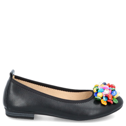 Skórzane baleriny z ozdobą - FILIPPO DP6159/24 CZARNE