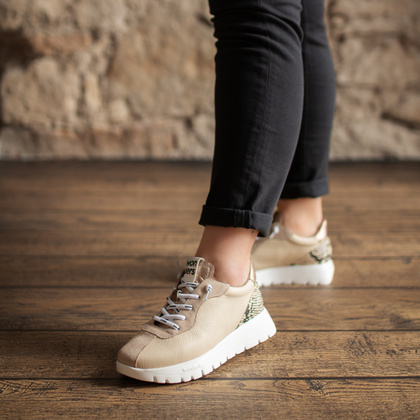 Hiszpańskie sneakersy premium - WONDERS A-2495 BEŻOWE