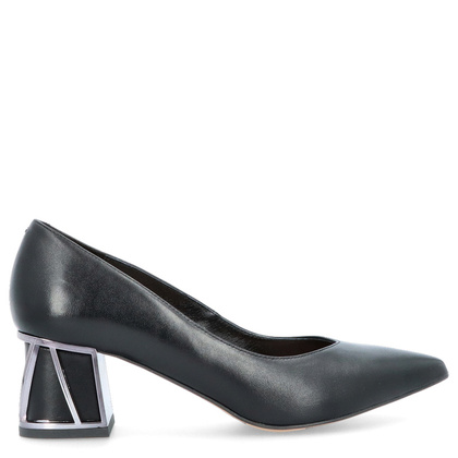 Skórzane czółenka w szpic - KOTYL 5435 CZARNE