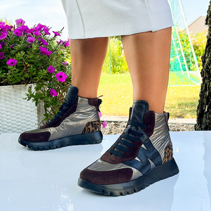 Hiszpańskie sneakersy za kostkę - WONDERS A-2471 MULTIKOLOR