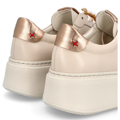 Sneakersy skórzane z ozdobą - CHEBELLO 4411 JASNY BEŻ