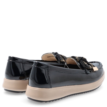 Skórzane półbuty z kokardą - FILIPPO DP6457/25 CZARNE