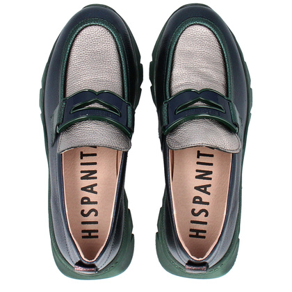 Sportowe mokasyny z ozdobą - HISPANITAS CHI243631 GRANATOWO-ZIELONE
