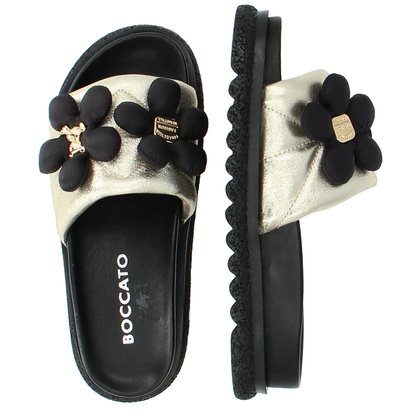 Skórzane klapki damskie - BOCCATO 475.068 ZŁOTE