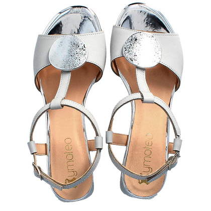 Eleganckie sandałki z ozdobą - TYMOTEO GABI SZARO SREBRNE