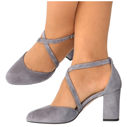 Taneczne czółenka ze skóry - KOTYL 7075 SZARE