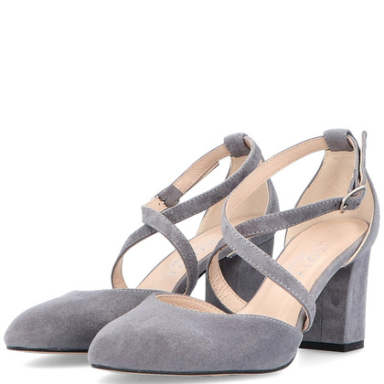 Taneczne czółenka ze skóry - KOTYL 7075 SZARE