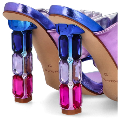 Hiszpańskie klapki na zdobnym obcasie - ALMA EN PENA V240504 FIOLETOWE