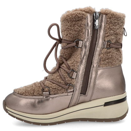 Śniegowce damskie z wiązaniem - CAPRICE 9-26222-43 ZŁOTE METALICZNE