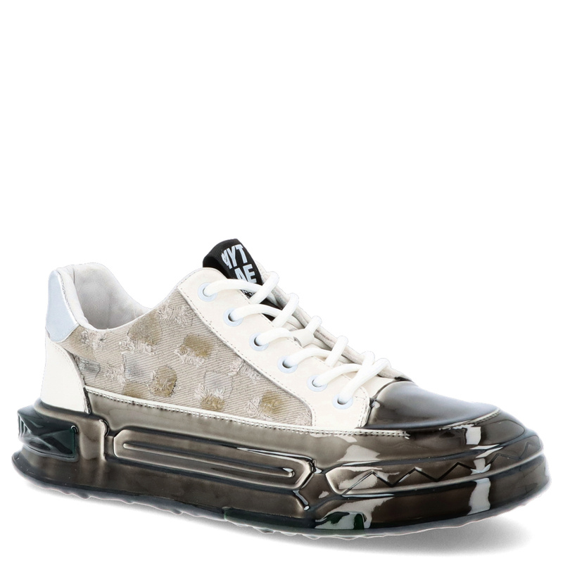 Skórzane sneakersy męskie - JOHN DOUBARE 24126 BIAŁE