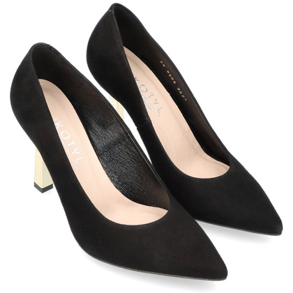 Szpilki z kontrastowym obcasem - KOTYL 8509 CZARNE