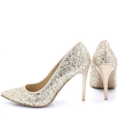 Brokatowe szpilki TYMOTEO LARI ZŁOTE