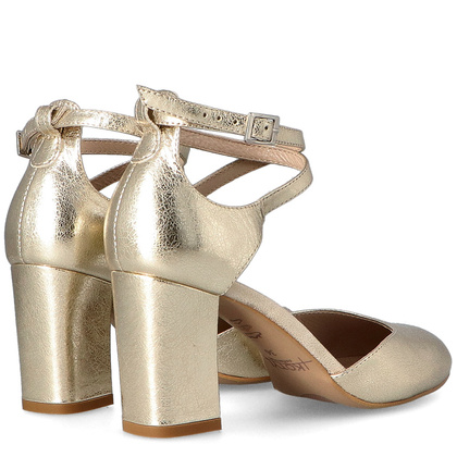 Czółenka z zapięciem - KOTYL 7101 ZŁOTY LICO