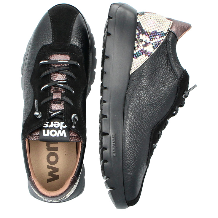 Hiszpańskie sneakersy premium - WONDERS A-2495 CZARNE