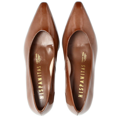 Hiszpańskie czółenka na słupku - HISPANITAS HV254245 BRĄZOWE