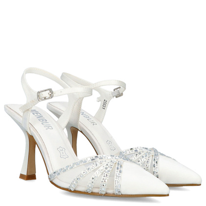 Szpilki ślubne bez pięty - Menbur 25631 IVORY