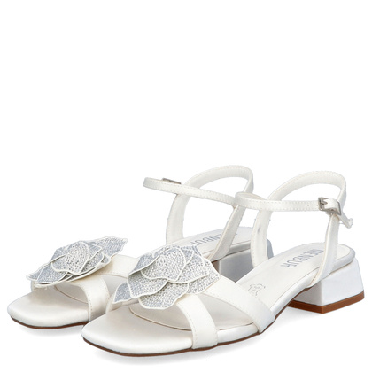 Niskie sandały ślubne - MENBUR 25656 BIAŁE
