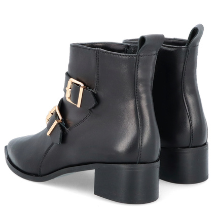 Skórzane botki z klamrami - TYMOTEO 2165 CZARNE