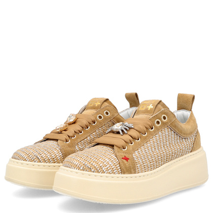 Sneakersy damskie premium - GIO+ PIA350A BEŻOWE