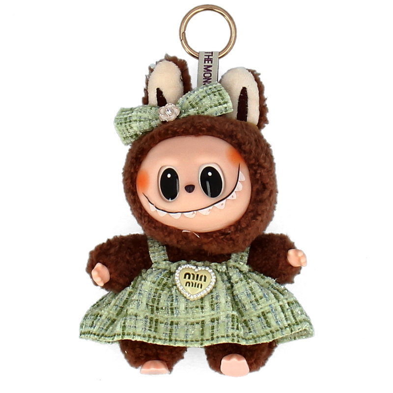 Zawieszka do torebki maskotka LABUBU z ubrankiem - B26 BRĄZ