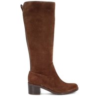 Zamszowe kozaki na niskim obcasie - KOTYL 1389 CZEKOLADOWE