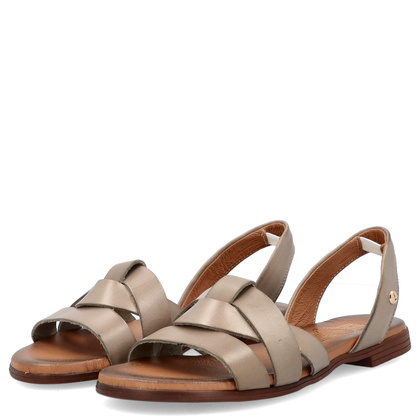 Płaskie sandały skórzane - LEMAR 40185 BEŻOWE