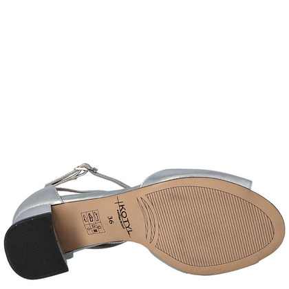 Sandałki na niskim słupku - KOTYL 3805 SREBRNE