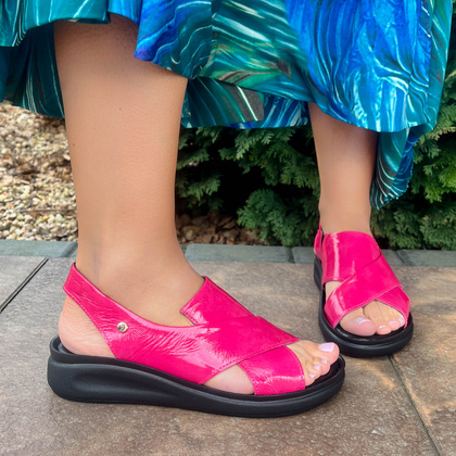 Wygodne skórzane sandały - LEMAR 40392 FUKSJA