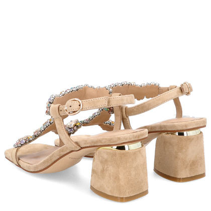 Hiszpańskie sandały na słupku - ALMA EN PENA V240711 BEŻOWE