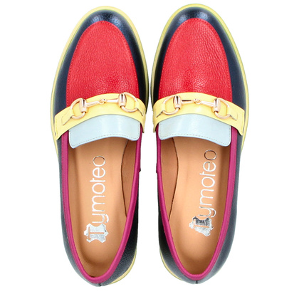 Kolorowe skórzane mokasyny - TYMOTEO A1005 MULTIKOLOR