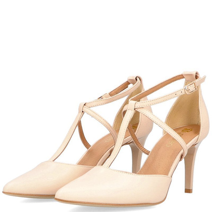 Klasyczne ślubne szpilki - TYMOTEO PANNA BEŻOWE